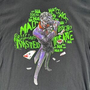 DC Men's T-Shirt Twisted Joker Black Size 2XL Batman Soft Stretch Graphic Print